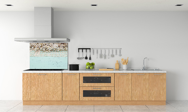 Rivestimento parete cucina con motivo di fiori di ciliegio