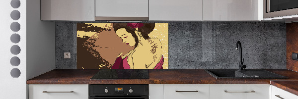 Rivestimento parete cucina con decoro Geisha