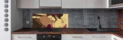 Rivestimento parete cucina con decoro Geisha