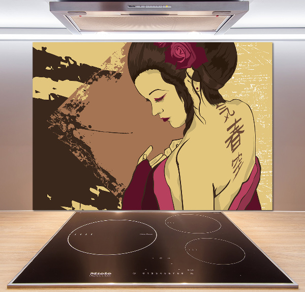 Rivestimento parete cucina con decoro Geisha