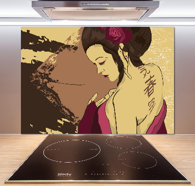 Rivestimento parete cucina con decoro Geisha