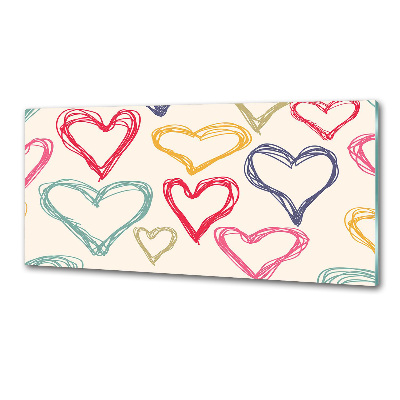 Pannello retrocucina con motivo di cuori colorati