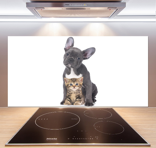 Rivestimento parete cucina con motivo cane e gatto