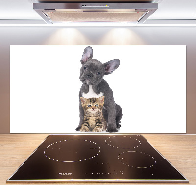 Rivestimento parete cucina con motivo cane e gatto
