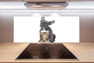 Rivestimento parete cucina con motivo cane e gatto
