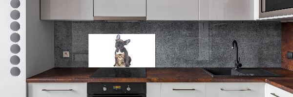 Rivestimento parete cucina con motivo cane e gatto