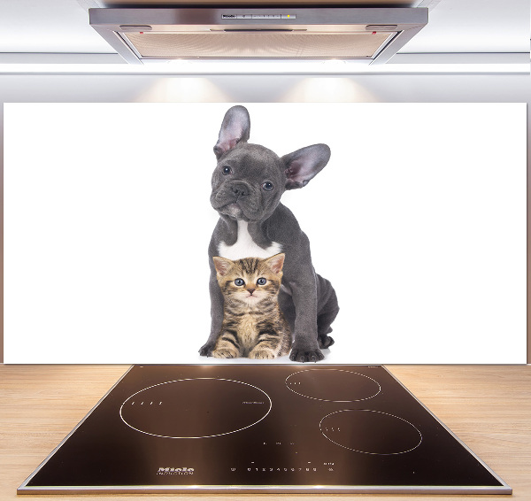 Rivestimento parete cucina con motivo cane e gatto