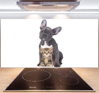 Rivestimento parete cucina con motivo cane e gatto