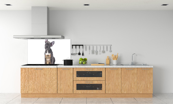 Rivestimento parete cucina con motivo cane e gatto