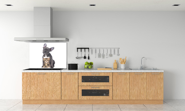 Rivestimento parete cucina con motivo cane e gatto