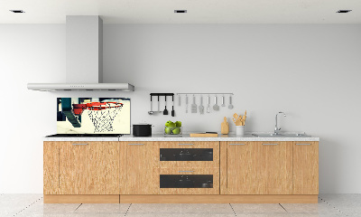 Rivestimento parete cucina con motivo a tema pallacanestro
