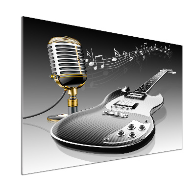 Rivestimento parete cucina con motivo a chitarra e microfono