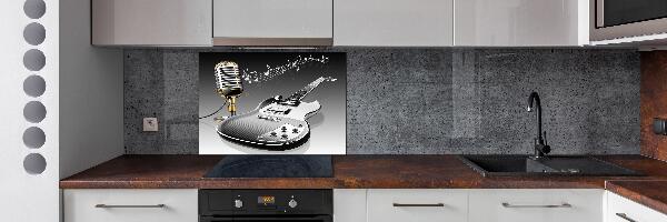 Rivestimento parete cucina con motivo a chitarra e microfono
