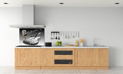 Rivestimento parete cucina con motivo a chitarra e microfono