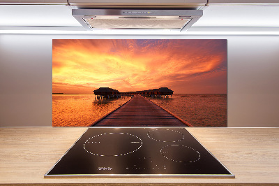 Rivestimento parete cucina in stile bungalow alle Maldive