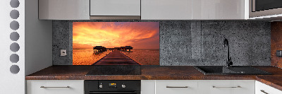 Rivestimento parete cucina in stile bungalow alle Maldive