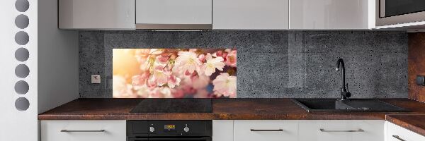 Rivestimento parete cucina con motivo fiori di ciliegio