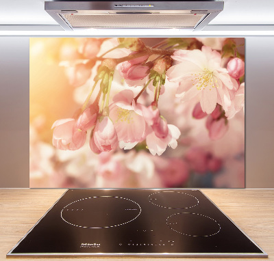 Rivestimento parete cucina con motivo fiori di ciliegio