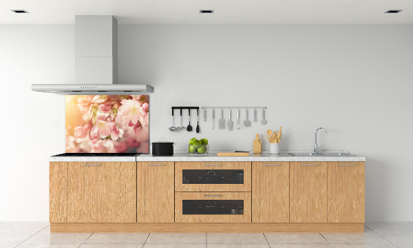 Rivestimento parete cucina con motivo fiori di ciliegio