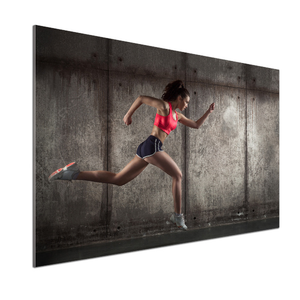 Pannello paraschizzi cucina con stampa raffigurante una donna che corre