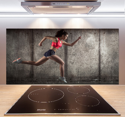 Pannello paraschizzi cucina con stampa raffigurante una donna che corre