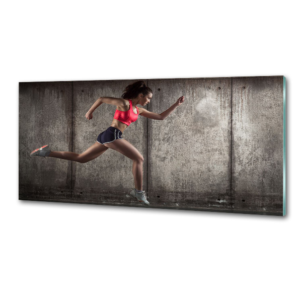 Pannello paraschizzi cucina con stampa raffigurante una donna che corre