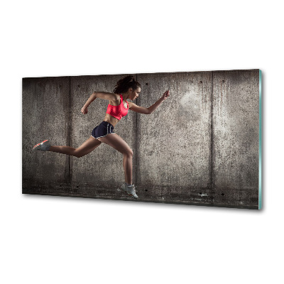 Pannello paraschizzi cucina con stampa raffigurante una donna che corre