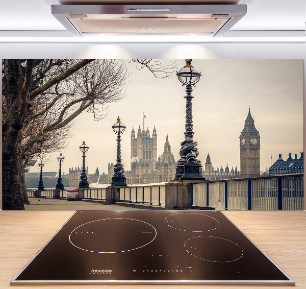 Rivestimento parete cucina con motivo 'Londra in autunno' per arredamento da cucina