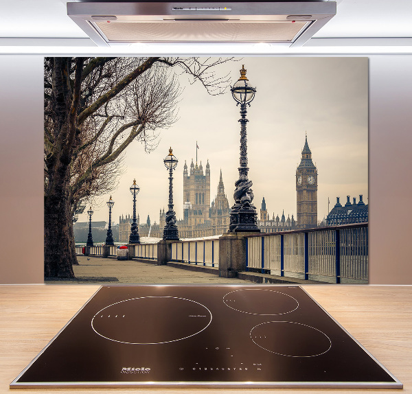 Rivestimento parete cucina con motivo 'Londra in autunno' per arredamento da cucina