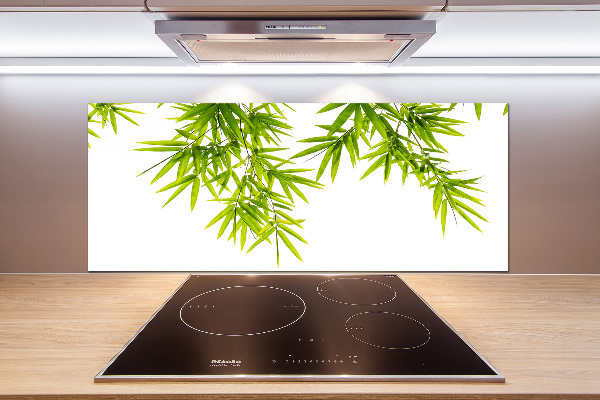 Rivestimento parete cucina con motivo a foglie di bambù