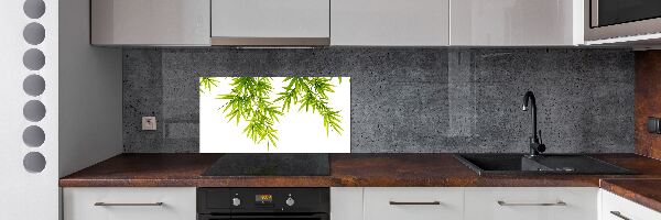 Rivestimento parete cucina con motivo a foglie di bambù
