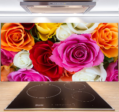 Pannello retrocucina con motivo di rose colorate