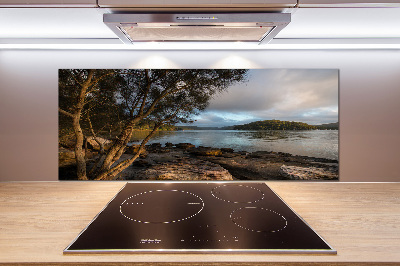 Pannello retrocucina con stampa raffigurante un albero sulla riva del fiume