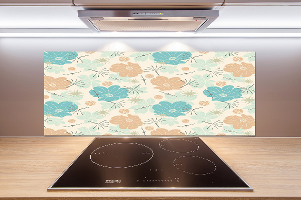 Rivestimento parete cucina con motivo floreale