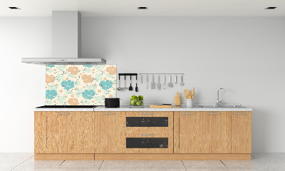 Rivestimento parete cucina con motivo floreale