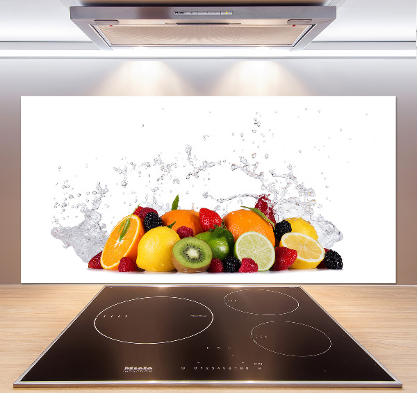 Rivestimento parete cucina con motivo frutta e acqua