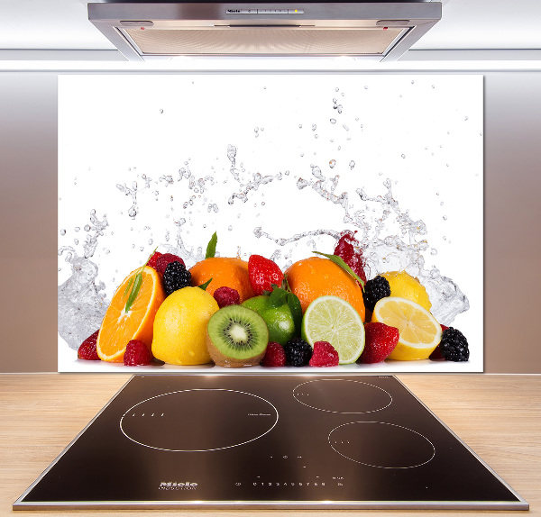 Rivestimento parete cucina con motivo frutta e acqua