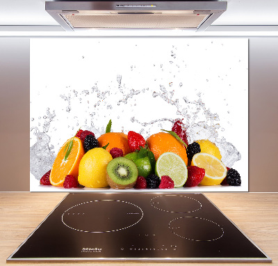 Rivestimento parete cucina con motivo frutta e acqua