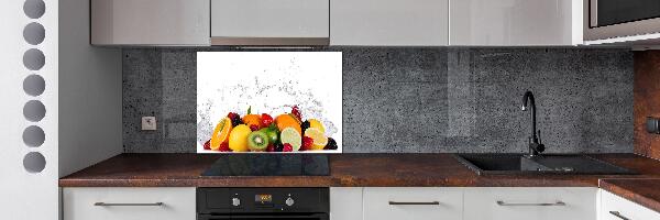 Rivestimento parete cucina con motivo frutta e acqua