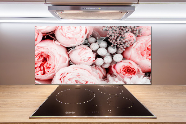 Rivestimento parete cucina con motivo a mazzo di fiori