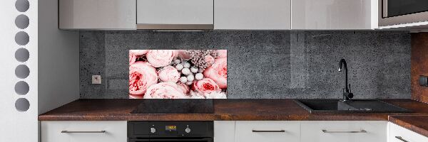 Rivestimento parete cucina con motivo a mazzo di fiori