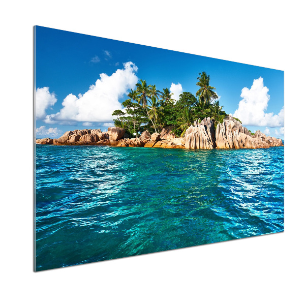 Rivestimento parete cucina con stampa Isola tropicale