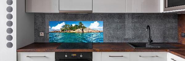 Rivestimento parete cucina con stampa Isola tropicale