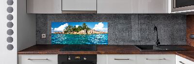 Rivestimento parete cucina con stampa Isola tropicale