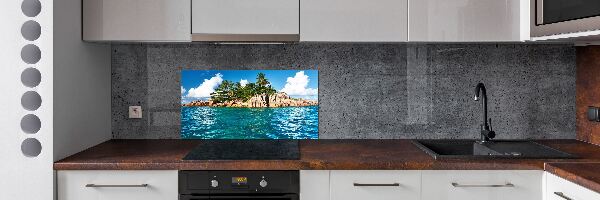 Rivestimento parete cucina con stampa Isola tropicale