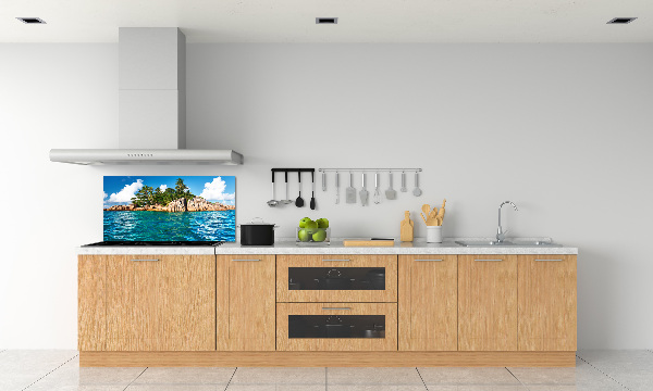 Rivestimento parete cucina con stampa Isola tropicale