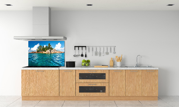 Rivestimento parete cucina con stampa Isola tropicale