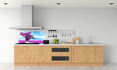 Rivestimento parete cucina con motivo alberi e sentiero