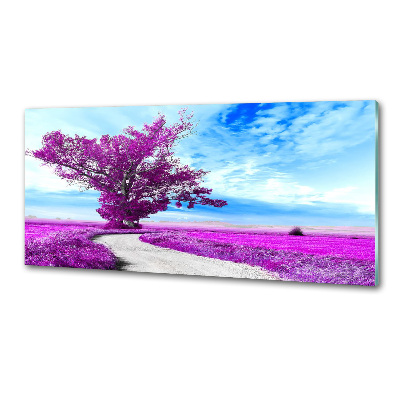 Rivestimento parete cucina con motivo alberi e sentiero