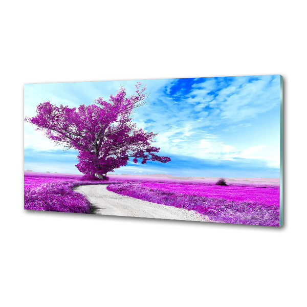 Rivestimento parete cucina con motivo alberi e sentiero